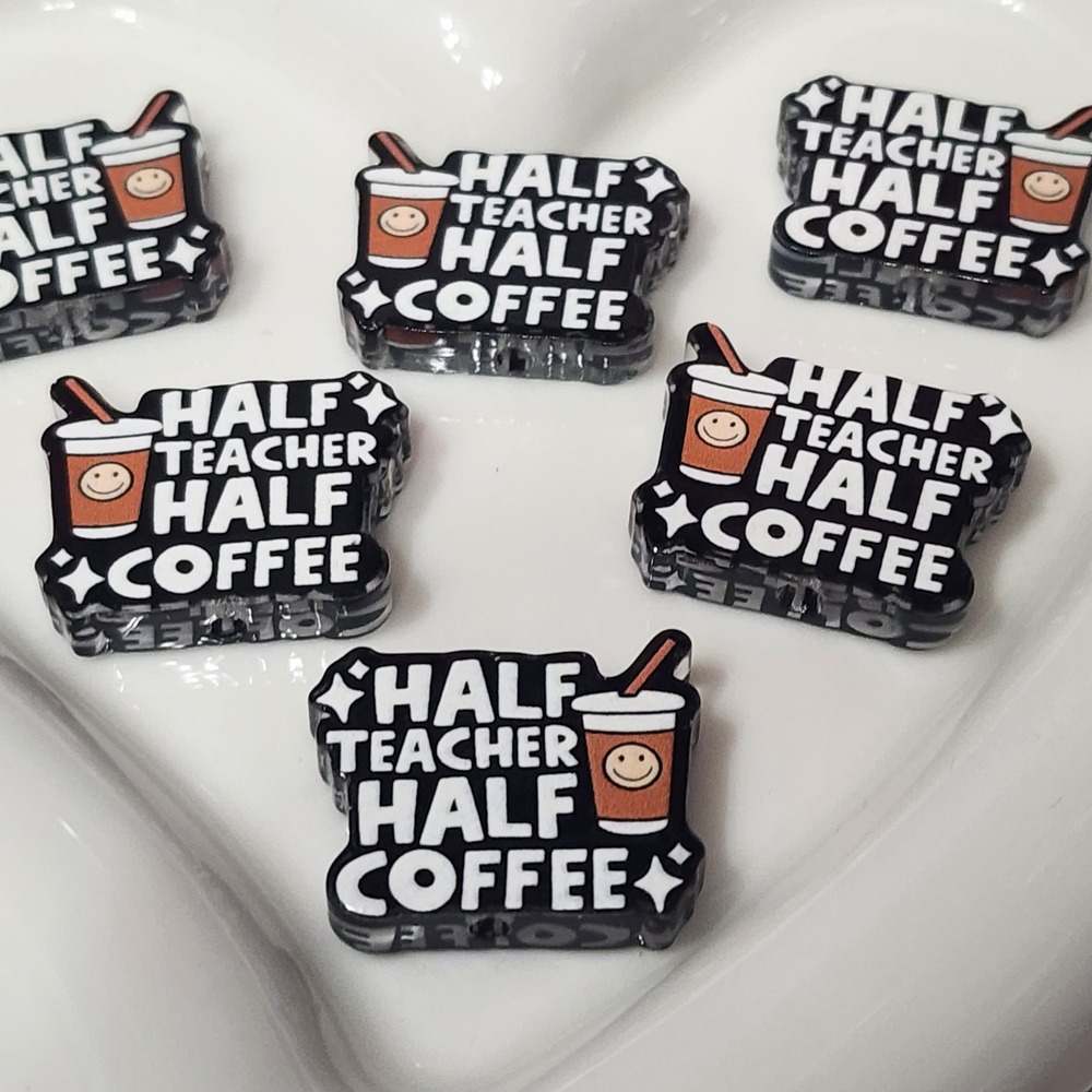 Half Coffee Half Teacher Beads 2 Pcs Focal Beads Craft Jewelry Making Beaded Pen